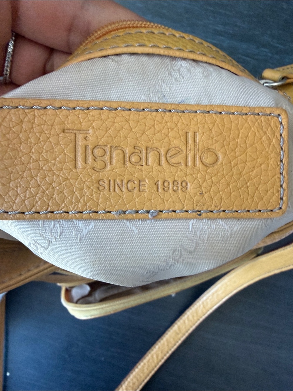 Tiganello Pebbled Crossbody Bag in Camel - Picture 3 of 4